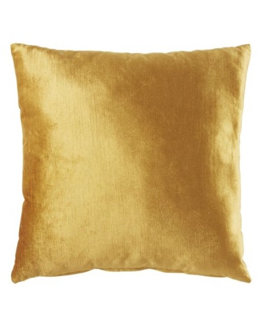 Coussin en velours soyeux jaune moutarde 45x45