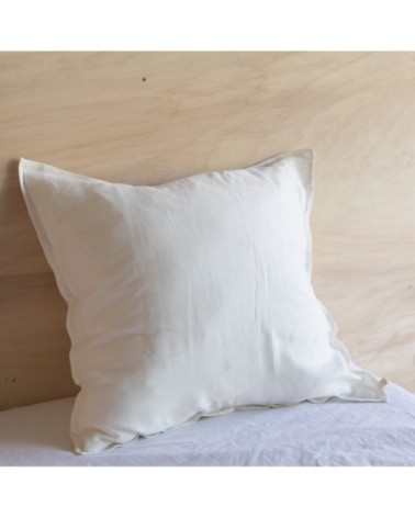 Taie d'oreiller en lin lavé crème 65x65