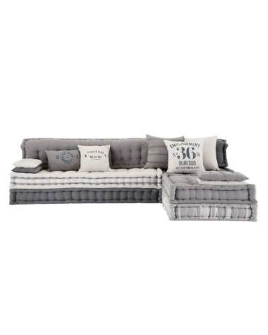 Banquette d'angle modulable 6 places en coton gris