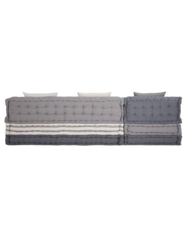 Banquette d'angle modulable 6 places en coton gris