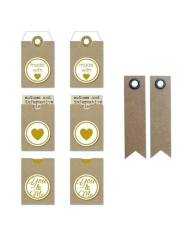 Étiquettes autocollantes Made with love Kraft + 20 étiquettes kraft