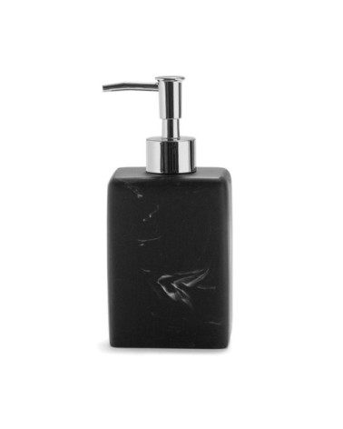 Distributeur de savon en polyrésine effet marbre noir 8x6x17,5cm