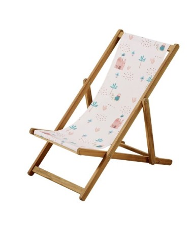 Chilienne enfant en acacia et toile rose imprimée