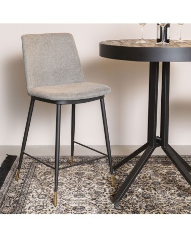 Lot de 2 tabourets de bar en tissu et métal 65cm gris