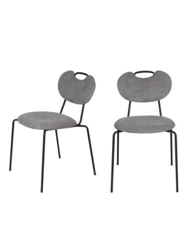 Lot de 2 chaises en tissu et métal gris