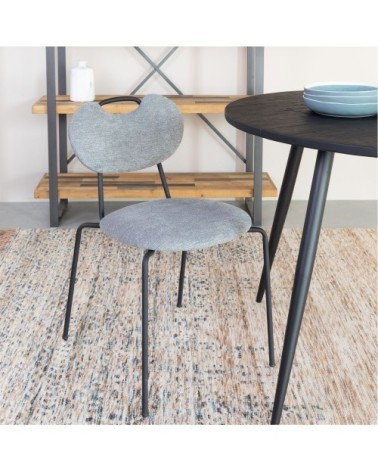 Lot de 2 chaises en tissu et métal gris