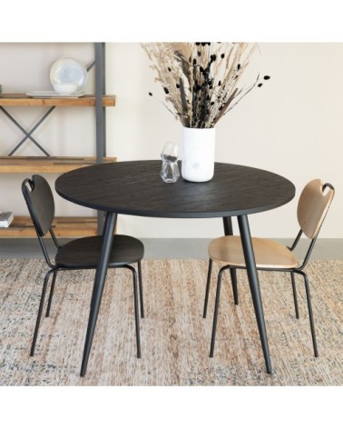 Lot de 2 chaises en bois et métal noir