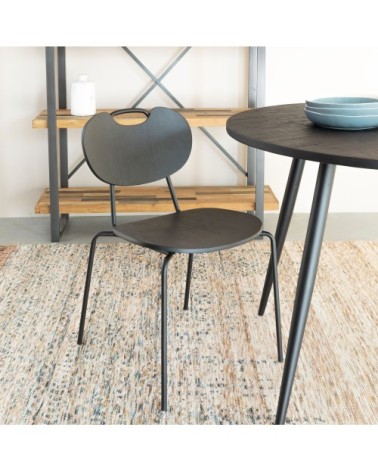 Lot de 2 chaises en bois et métal noir