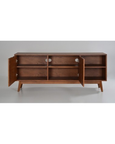 Meuble TV design 2 portes teinté noyer porte noyer