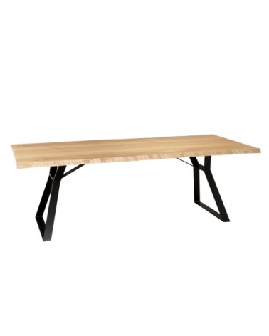 Table à manger bois chêne pieds métal noir L230