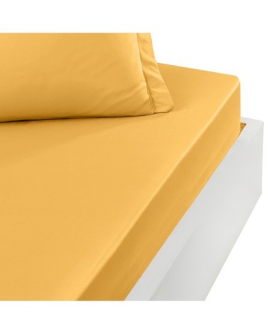 Drap housse en percale bonnet 40cm Safran 80x200 cm