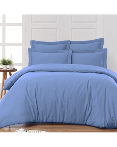 Drap housse en percale de coton Cobalt 160x200 cm