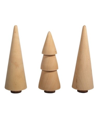 Petits arbres en bois décoratifs D2,9x8cm - Lot de 3