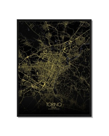 Affiche Turin Carte Nuit 40x50
