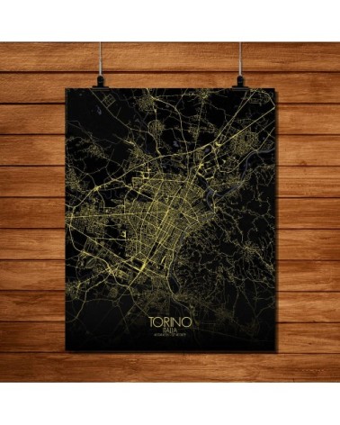 Affiche Turin Carte Nuit 40x50