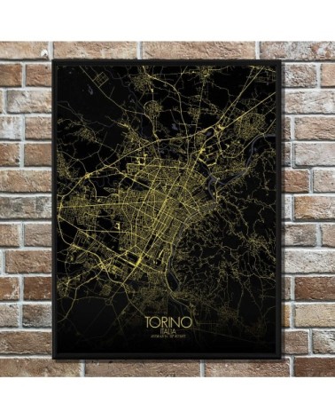 Affiche Turin Carte Nuit 40x50