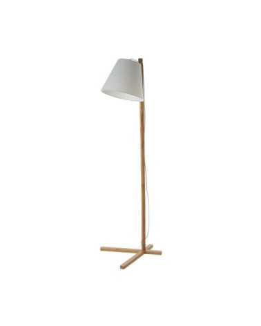 Lampadaire design pied en bambou et abat-jour tissu blanc