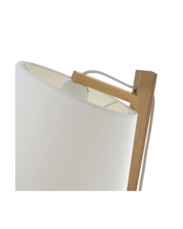 Lampadaire design pied en bambou et abat-jour tissu blanc