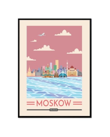 Affiche avec cadre noir - Moscou - 30x40