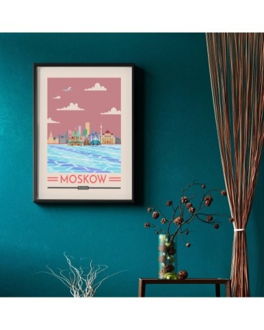 Affiche avec cadre noir - Moscou - 30x40