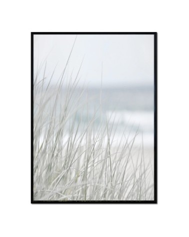 Affiche avec cadre noir - Plage en noir et blanc - 30x40