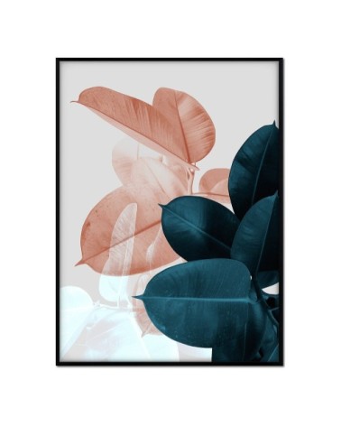 Affiche avec cadre noir - Ficus vert et orange - 30x40