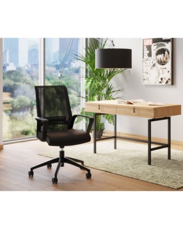 Chaise de bureau pivotante réglable à roulettes noire