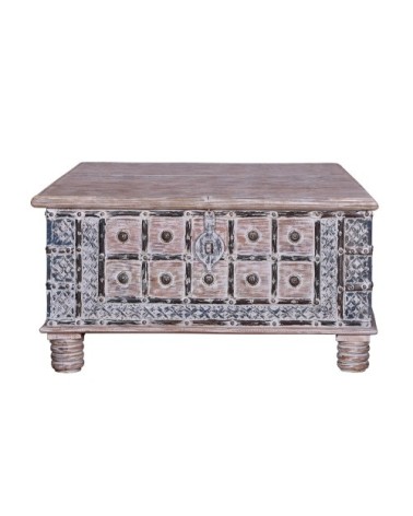 Table basse en manguier blanc vieilli