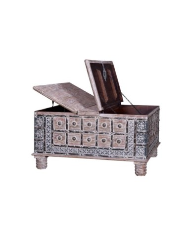 Table basse en manguier blanc vieilli