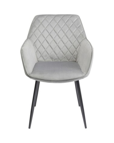 Chaise avec accoudoirs en velours gris et acier