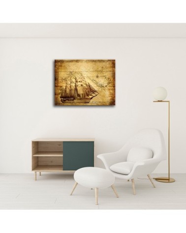 Tableau impression sur toile carte ancienne 80x100cm