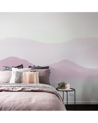 Papier peint panoramique misty mountains 255 x 250  rose