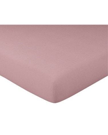 Drap-housse 90x200 rose en lin lavé