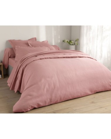 Drap-housse 90x200 rose en lin lavé