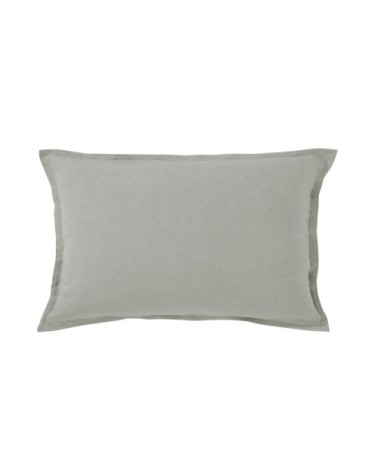 Taie d'oreiller 50x70 gris en lin lavé