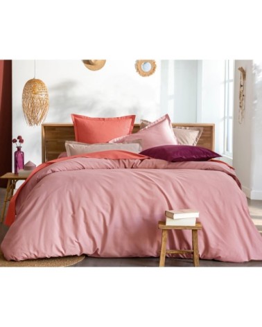 Housse de couette 240x260 rose en coton