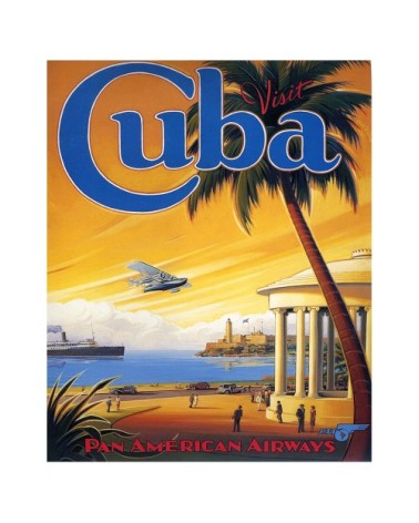 Tableau affiche touristique vintage Cuba 80x100cm