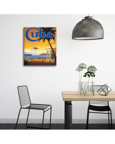 Tableau affiche touristique vintage Cuba 80x100cm