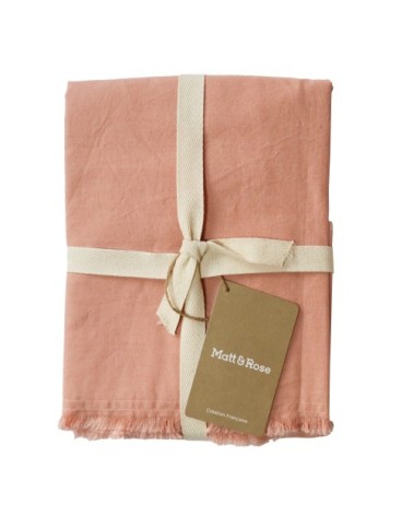 Set de 2 taies doreiller unies  finition à franges Nude 50x70cm