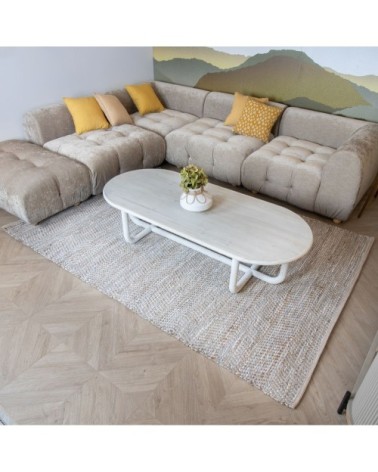 Tapis en cuir recyclé, jute et coton 170x240cm