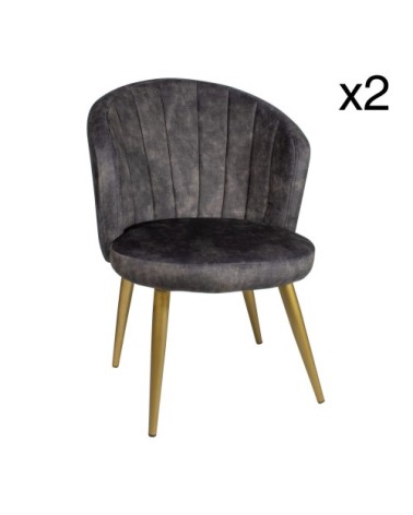Lot de 2 fauteuils en velours gris h80cm