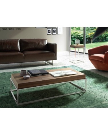 Table basse en noyer et acier