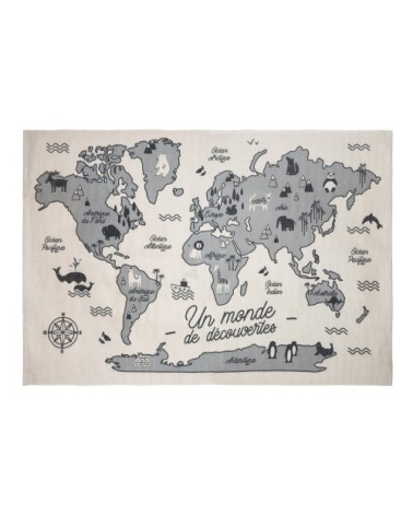 Tapis carte du monde polyester multicolore 150x100cm