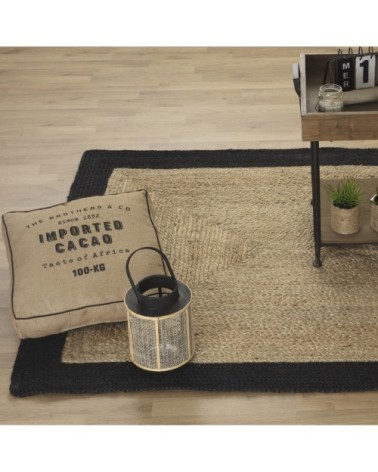 Tapis rectangle en jute noir 120x170cm