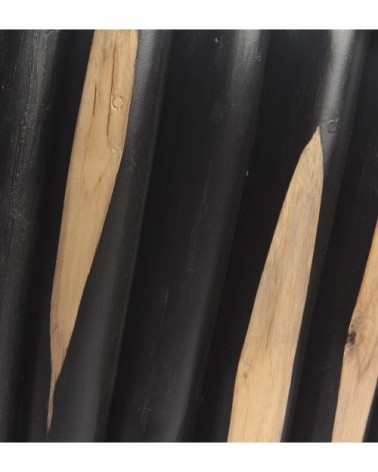 Meuble auxiliaire en bois de teck marron et noir 70cm Ø