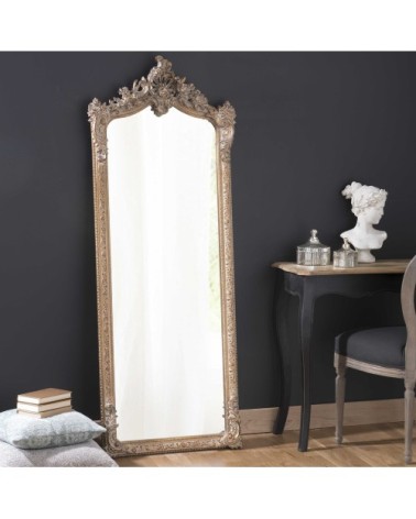 Miroir à moulures en résine dorée 64x168