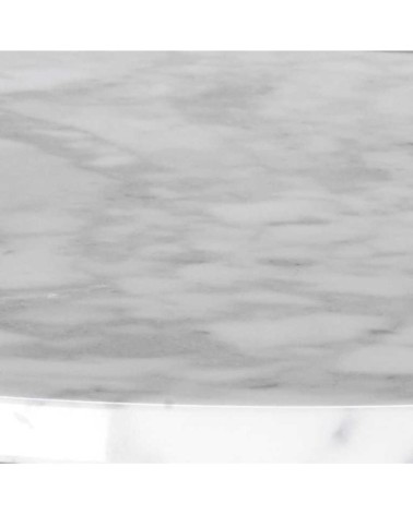 Bout de canapé en marbre clair et métal doré