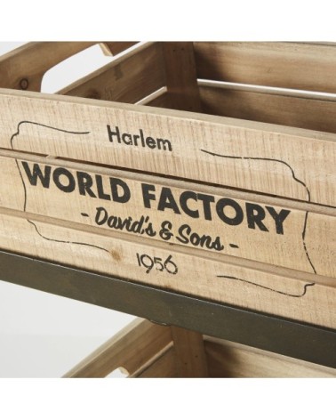 Fruitier en métal noir effet vieilli 3 caisses en pin et sapin