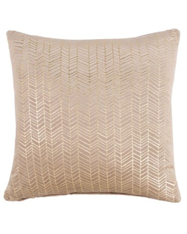 Coussin en tissu beige motifs dorés 45x45