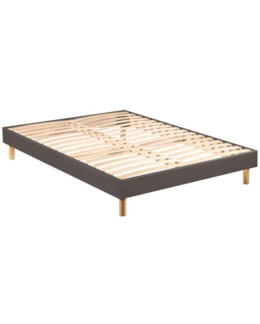 Sommier déco en kit à lattes enduit taupe 160x200